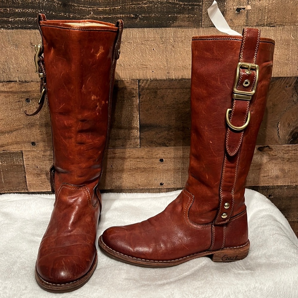 Coach Weslyn brown leather boots size 7 M women